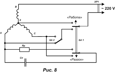 Недоліком запропонованої схеми включення потужного трифазного електродвигуна в однофазну мережу можна вважати чутливість двигуна до перевантажень