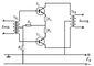 Структурна схема підсилювача електричних коливань: 1 - джерело сигналу;  2 - підсилювач;  3 - навантаження;  4 - джерело живлення;  е1 - джерело підсилюються коливань;  R1, R2 - еквівалентні опори джерела підсилюються коливань і навантаження;  I1, P1, U1 - відповідно струм, потужність і напруга на вході підсилювача;  I2, P2, U2 - струм, потужність і напруга на виході підсилювача;  P0 - потужність джерела живлення